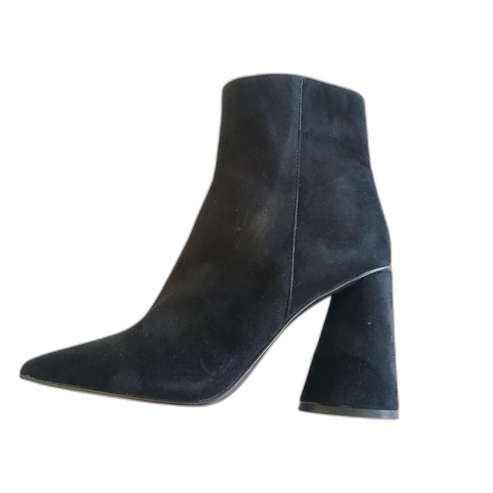 Steve Madden Block Heel Suede Leather Ankle Boots Booties Size 7 Black